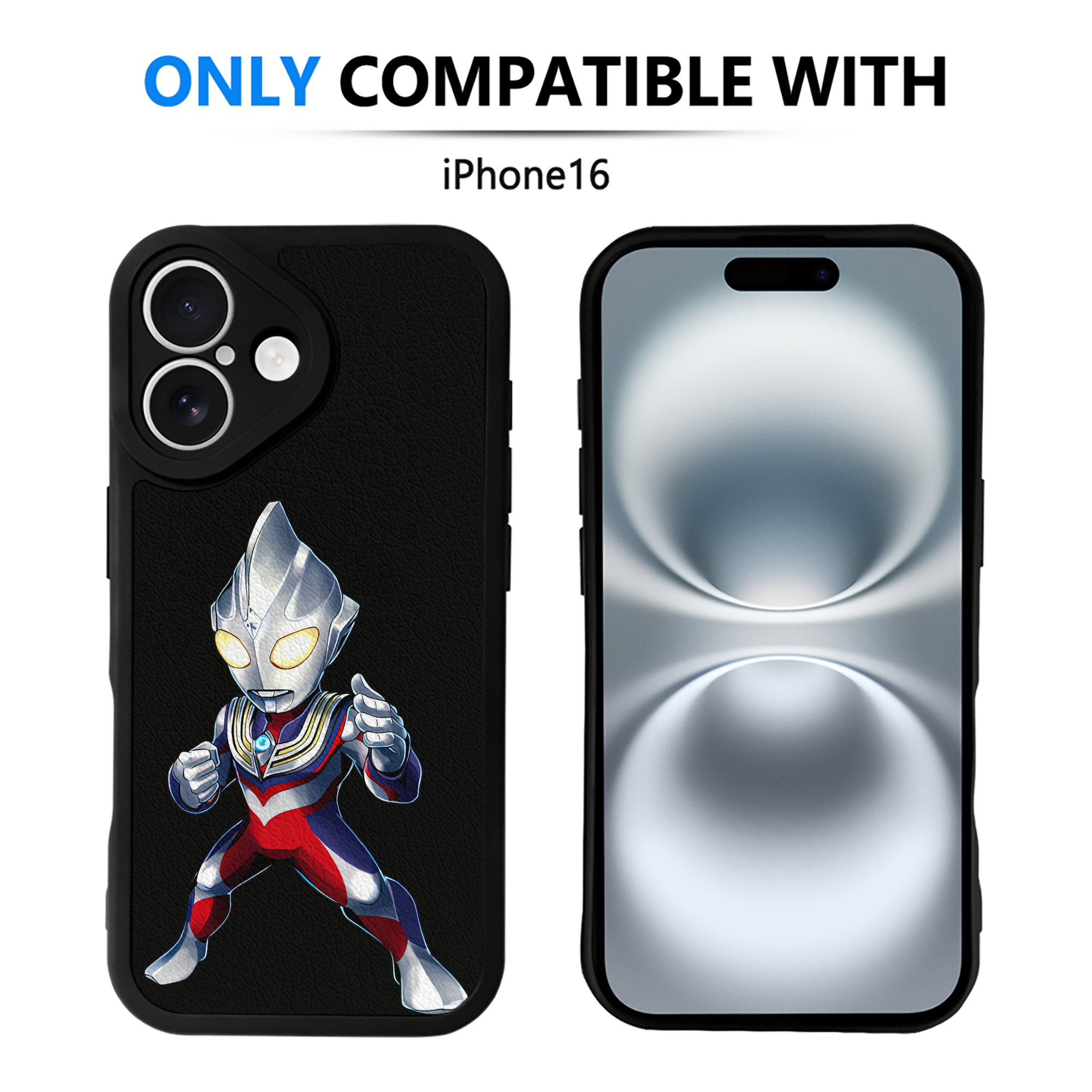 （画像用） ウルトラマン Ultraman 【iPhone 16シリーズ対応】シリコンスマホケース（レザー調） 材質：シリコン